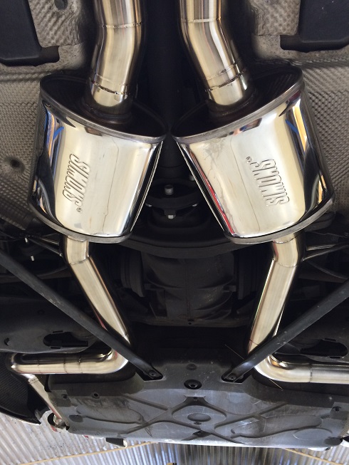 Simons exhaust pipes installed on a Mercedes AMG V8