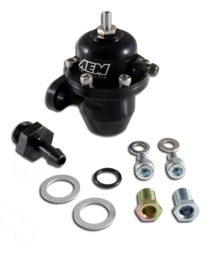 Picture of AEM 25-300BK EFI fuel pressure regulator inline 2x AN6 ORB / 1x AN6 ORB