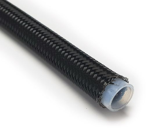 Picture of AN3 PTFE Steel reinforced hose - Black Oxidized