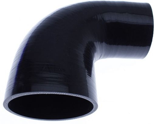 Picture of 2" to 2.25" / 50.8 mm. to  57.2 mm. - 90 degrees silicone bend / reduction - Black