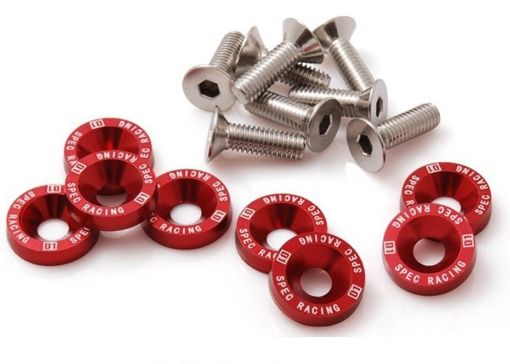 Picture of 8 x M6x20 Steel bolts + Washers  - Red