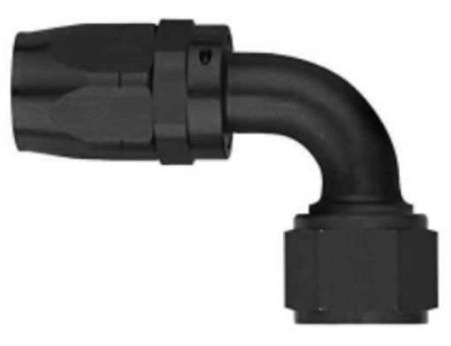 Picture of 90degrees. AN fitting - Tube To female Adapter AN-4 - black - 1/4" (6,35mm.) 