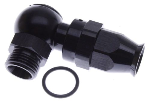 Picture of 90dgr. AN8 PTFE fitting - Banjo fit - Black alu
