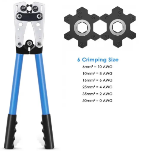 Picture of Battery cable lug crimping tool wire crimper hand ratchet terminal crimp pliers for 6-50mm²