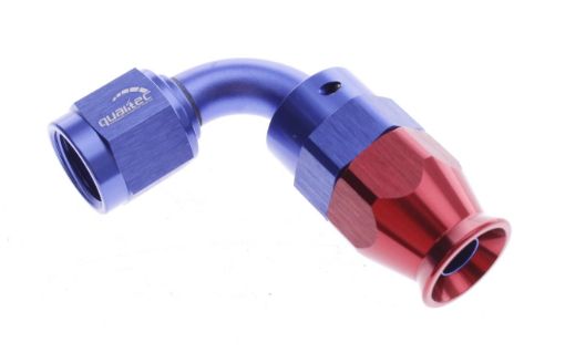 Picture of 90degrees. PTFE AN fitting - AN-10 - Red / Blue