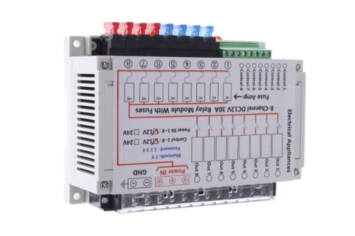Picture of TYTXRV 8-channel DC 12V 30A relay module with fuses