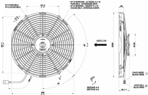 Picture of SPAL 14 "High performance radiator fan - Push - 30102056 - 1841 CFM