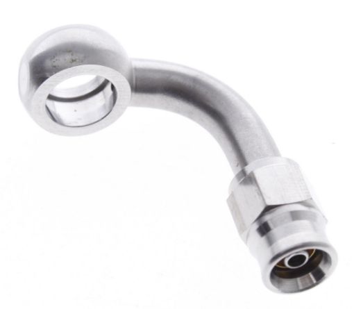 Picture of 90 ° banjo I.D. 10.2mm - thickness 8.2mm - Fits AN3 PTFE hose