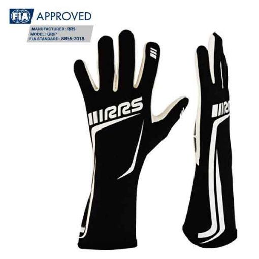 Picture of RRS GRIP 2 racing gloves - Black logo WHITE - FIA 8856-2018 - XL