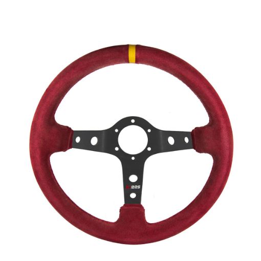 Picture of RRS CORSA Steering Wheel – F90 350 mm – Red Suede – Grey Spokes