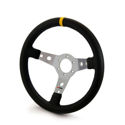 Picture of RRS MONTE CARLO Steering Wheel – F65 350 mm – Faux Leather – Silver Spokes