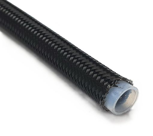 Picture of AN3 PTFE Steel reinforced hose - Black Oxidized