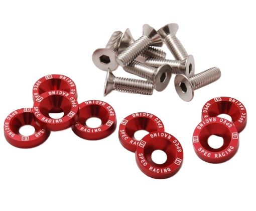 Picture of 8 x M6x20 Steel bolts + Washers  - Red