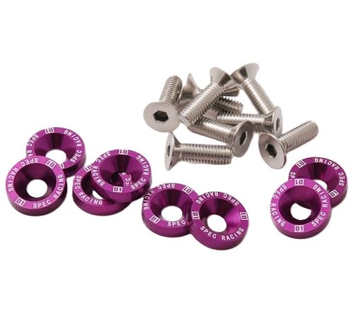 Picture of 8 x M6x20 Steel bolts + Washers  - Purple