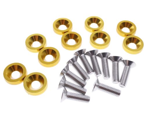 Picture of 8 x M6x20 Steel bolts + Washers- Gold