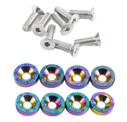 Picture of 8 x M6x20 Steel bolts + Washers  - Neo Chrome