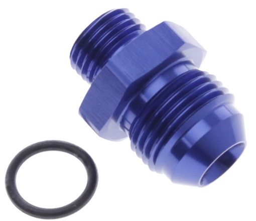 Picture of AN3 Male - AN4 O-ring (7/16 "x20 SAE UNF) Male - Nipple Fitting - Blue Alu