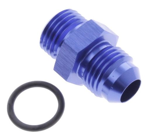 Picture of AN3 Male - AN3 O-ring (3/8 "x24 SAE UNF) Male - Nipple Fitting - Blue Alu