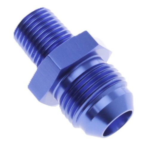 Picture of AN6 Male - 1/4 "NPT Male - Nipple Fitting - Blue Alu