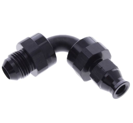 Picture of 90degrees. AN fitting - Tube To Male Adapter AN-6 -> Hardtube 5/16 "(7.93mm.) Black