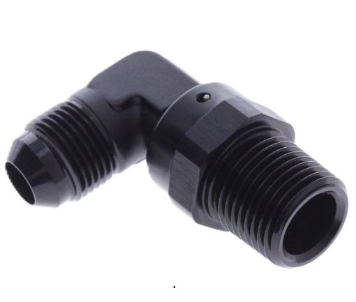 Picture of 90degrees. AN fitting - AN6 - 1/8" NPT - Black