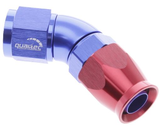 Picture of 45degrees. PTFE AN fitting - Red / Blue - High Flow