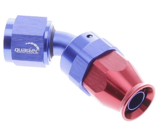 Picture of 45degrees. PTFE AN fitting - AN-4 - Red / Blue