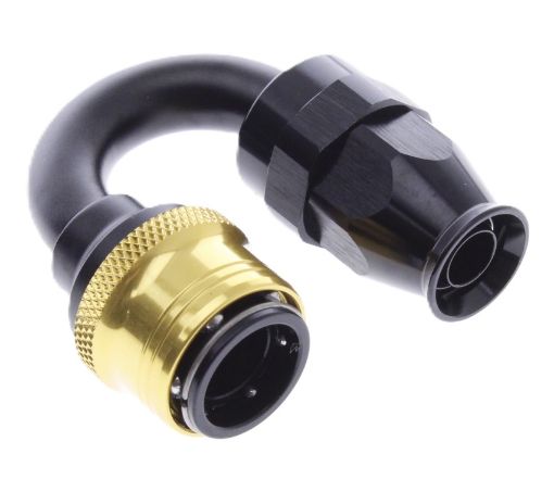 Picture of 180° PTFE Quick Connect Hose Ends -Black/Gold - AN8