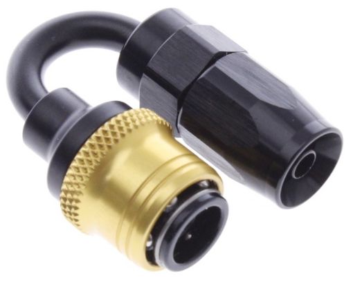 Picture of 180° Quick Connect Hose Ends -Black/Gold - AN4