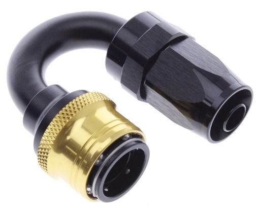 Picture of 180° Quick Connect Hose Ends -Black/Gold - AN8