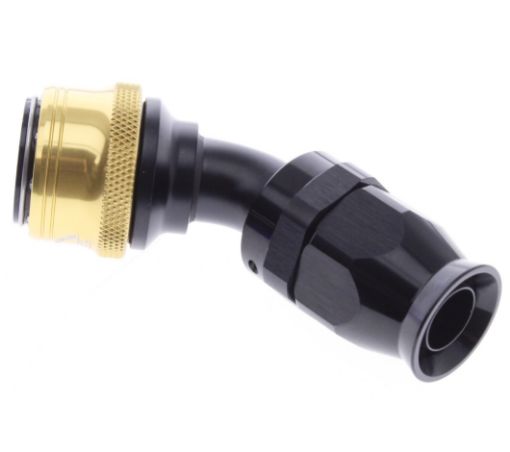 Picture of 45° PTFE Quick Connect Hose Ends -Black/Gold - AN12
