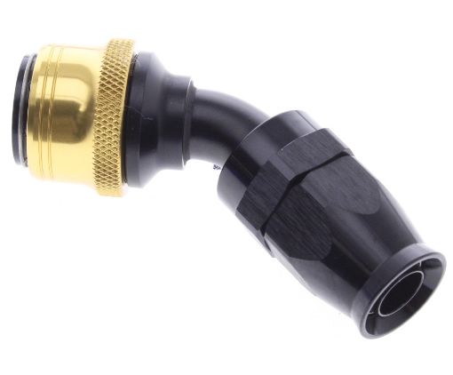 Picture of 45° PTFE Quick Connect Hose Ends -Black/Gold - AN10