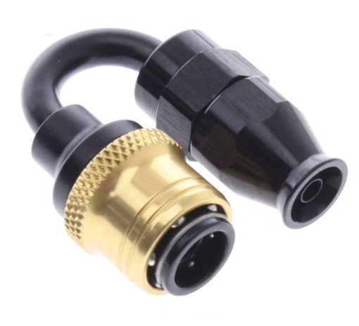 Picture of 180° PTFE Quick Connect Hose Ends -Black/Gold - AN4
