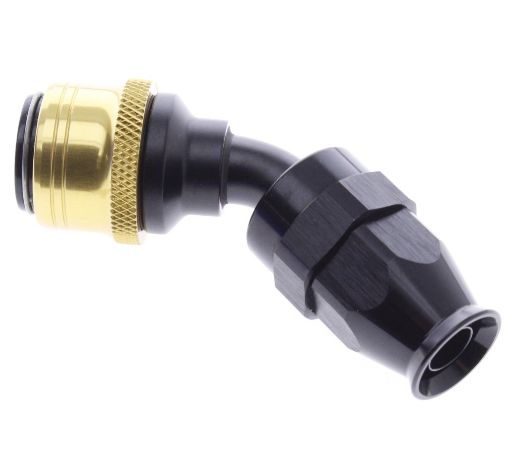 Picture of 45° PTFE Quick Connect Hose Ends -Black/Gold - AN8