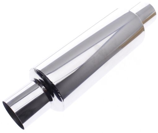 Picture of 2.5" / 63.5 mm ID, 2.5" / 63.5 mm OD - Universal stainless steel 201 centre muffler, mirror polished