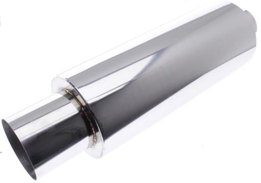 Picture of Universal 3" rear silencer in stainless steel 201 - 4" outlet - mirror polished