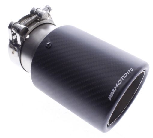 Picture of 2.5" inlet to 3.5" outlet – exhaust tip in stainless steel and matte carbon fibre