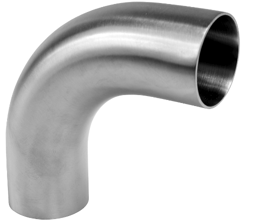 Picture of 4" stainless steel pipe bend - 90 degrees - 316L - With leg length