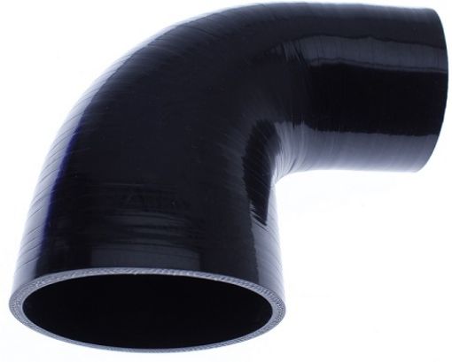 Picture of 2.25" to 2.5" / 57.2 mm. to  76 mm. - 90 degrees silicone bend / reduction - Black